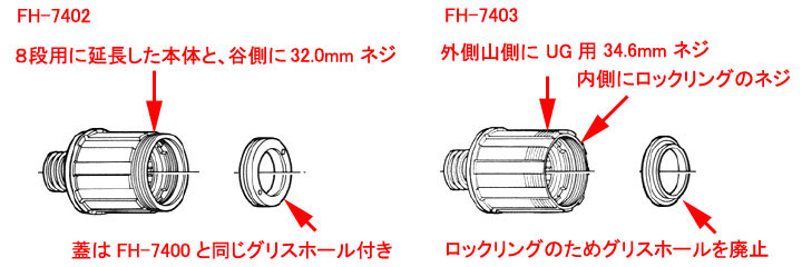 シマノ フリーハブ FH-7400 TL-FH40 FH-7403
